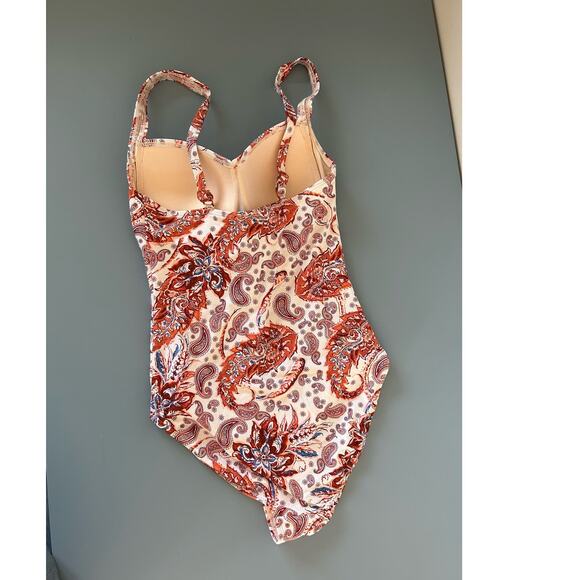 Niptuck Swim womens one piece bathing suit red orange print size 4 - Picture 3 of 7